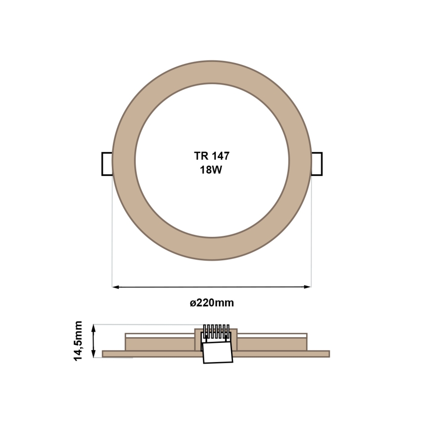 LED-Einbauleuchte CIRCLE LED/18W/230V 4200K d 22 cm braun