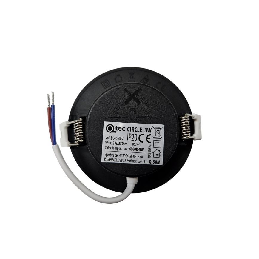 LED-Einbauleuchte CIRCLE LED/3W/230V 4000K d 9 cm schwarz