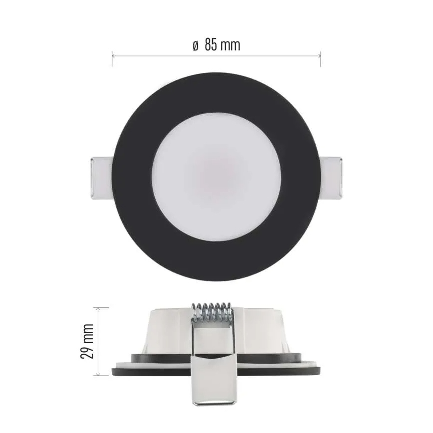 LED-Einbauleuchte für Badezimmer LORI LED/4,5W/230V IP65 2700/4000K d 8,5 cm schwarz