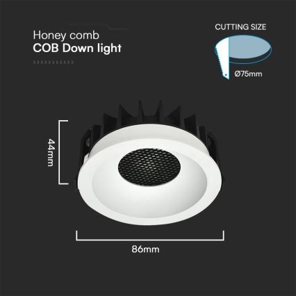 LED-Einbauleuchte LED/12W/230V 3000/4000/6400K ø 8,6 cm weiß
