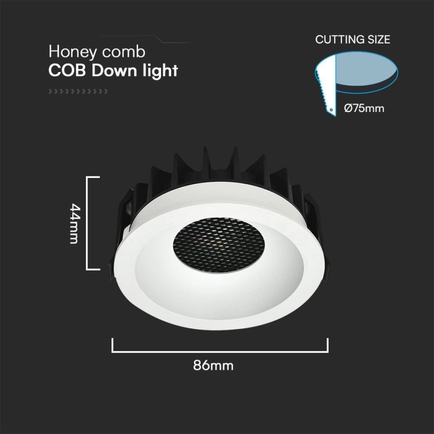 LED-Einbauleuchte LED/12W/230V 3000/4000/6400K ø 8,6 cm weiß