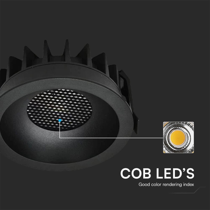 LED-Einbauleuchte LED/18W/230V 3000/4000/6400K ø 10,6 cm schwarz