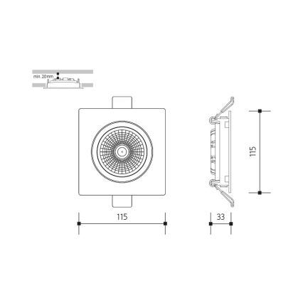 LED-Einbauleuchte LED/18W/230V 3000K 11,5x11,5 cm weiß