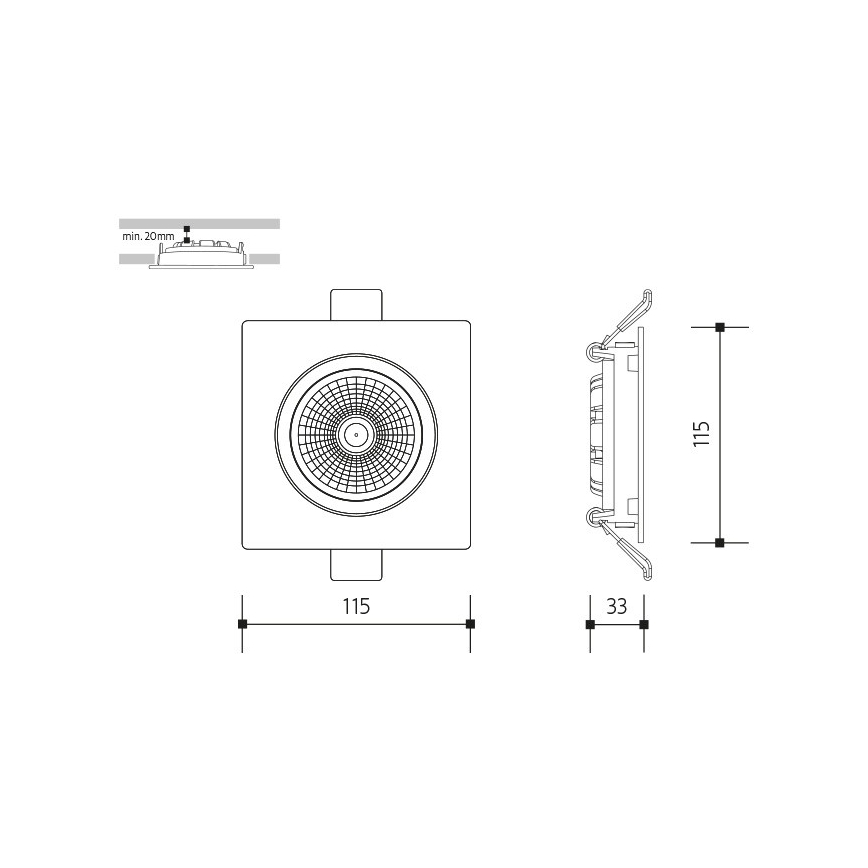LED-Einbauleuchte LED/18W/230V 3000K 11,5x11,5 cm weiß