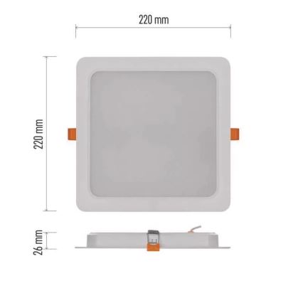 LED Einbauleuchte LED/24W/230V 22x22 cm weiß