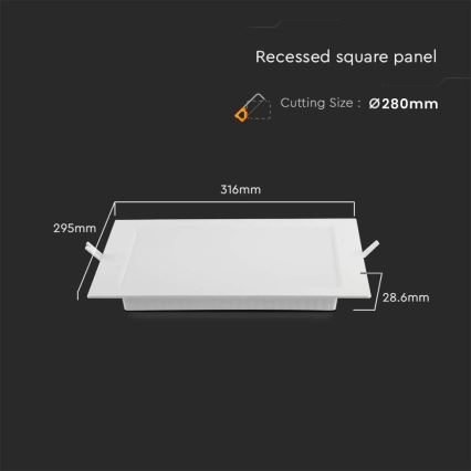 LED-Einbauleuchte LED/24W/230V 29,5x29,5 cm 3000K weiß