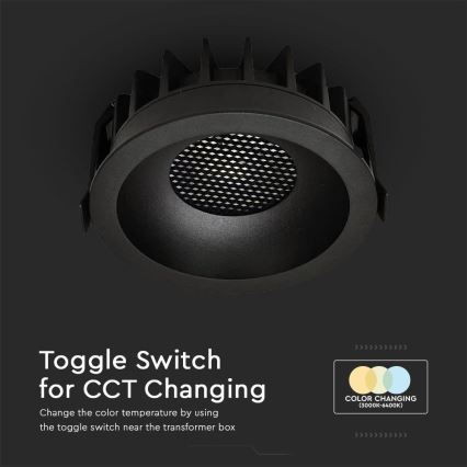 LED-Einbauleuchte LED/24W/230V 3000/4000/6400K ø 13,5 cm schwarz