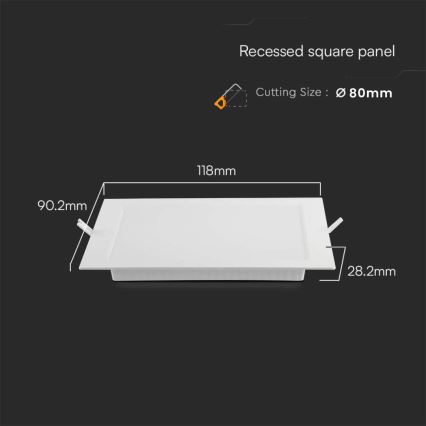 LED-Einbauleuchte LED/3W/230V 9x9 cm 3000K weiß