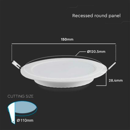 LED-Einbauleuchte LED/6W/230V d 12 cm 4000K weiß
