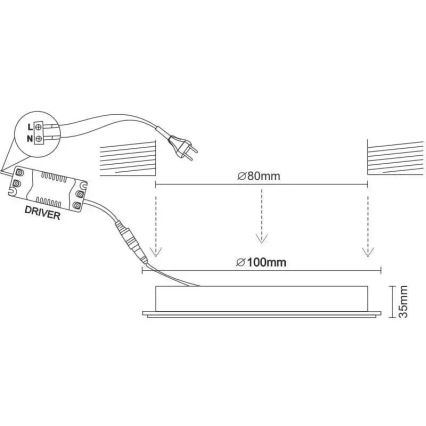 LED-Einbauleuchte LED/7,5W/230V 4000K schwarz/golden