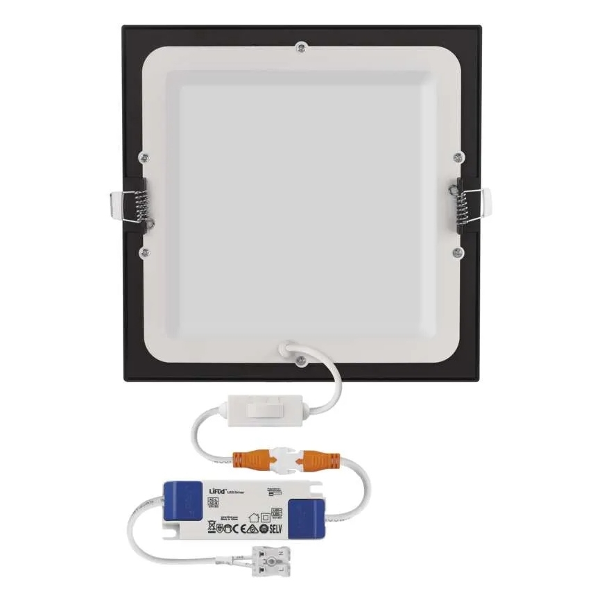 LED-Einbauleuchte NEXXO LED/18W/230V 3000/3500/4000K, schwarz, 22,5 x 22,5 cm