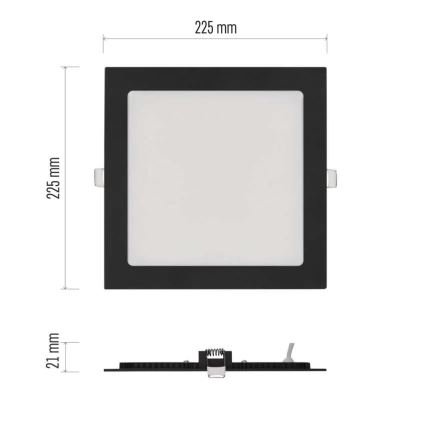 LED-Einbauleuchte NEXXO LED/18W/230V 3000/3500/4000K, schwarz, 22,5 x 22,5 cm