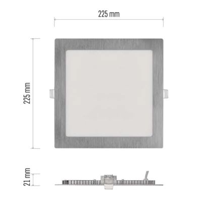 LED-Einbauleuchte NEXXO LED/18W/230V 3000/3500/4000K silber 22,5x22,5 cm