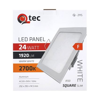 LED-Einbauleuchte QTEC LED/24W/230V 2700K 29,2x29,2 cm