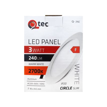 LED-Einbauleuchte QTEC LED/3W/230V 2700K d 8,3 cm