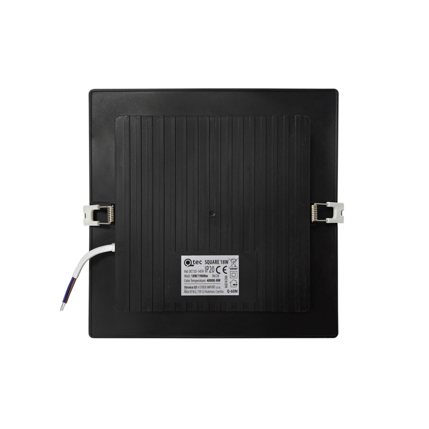 LED-Einbauleuchte SQUARE LED/18W/230V 4000K 22x22 cm schwarz