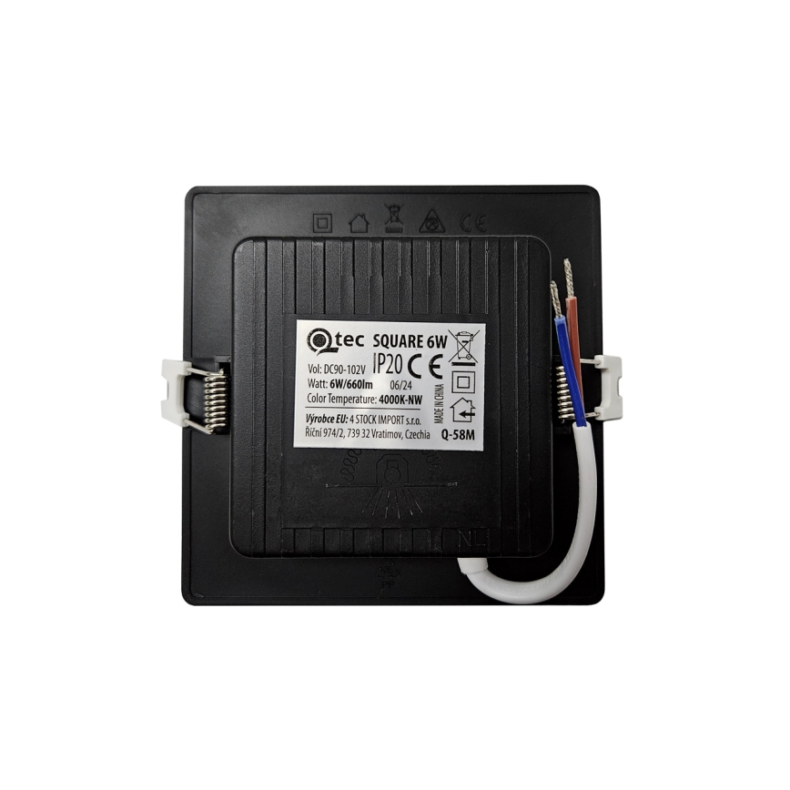 LED-Einbauleuchte SQUARE LED/6W/230V 4000K 12x12 cm schwarz