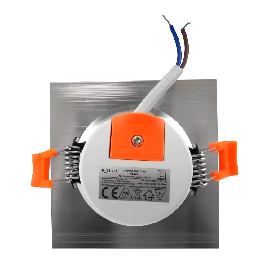 LED Einbauleuchte VENUS LED/7W silber eckig