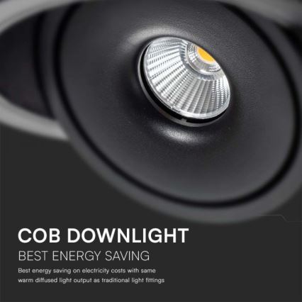 LED Einbaustrahler LED/12W/230V 3000/4000/6400K d 12 cm schwarz