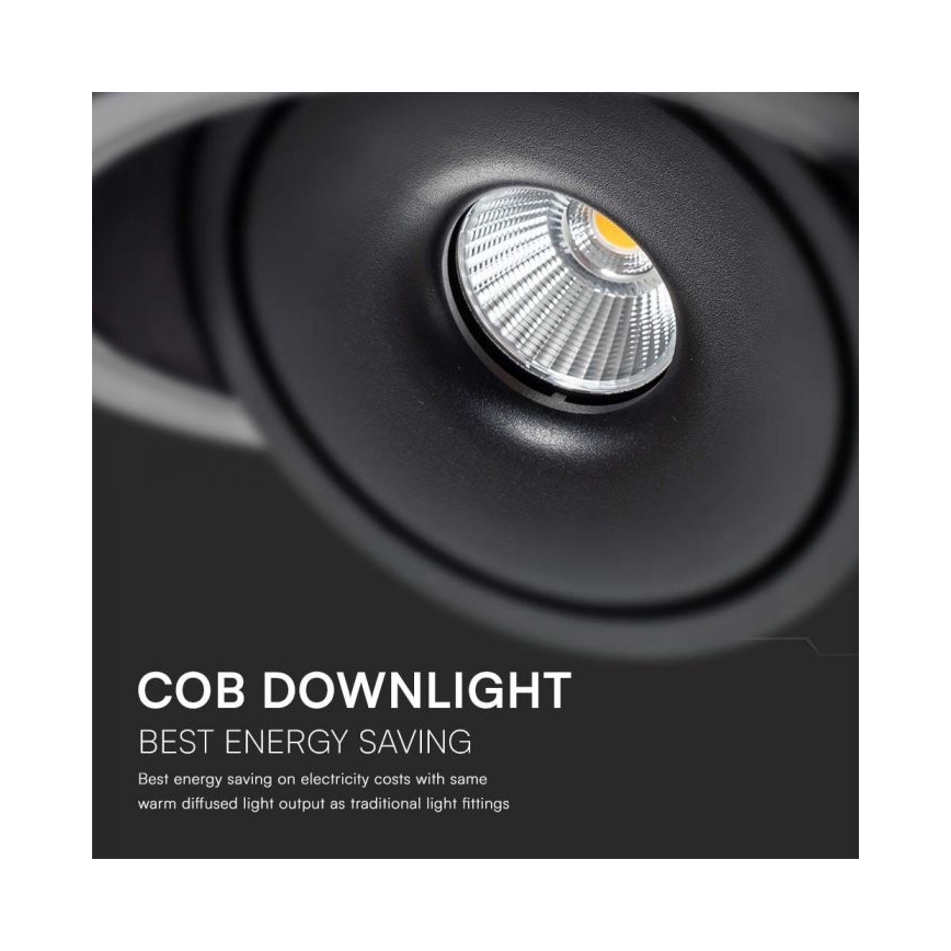 LED Einbaustrahler LED/12W/230V 3000/4000/6400K d 12 cm schwarz