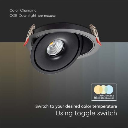 LED Einbaustrahler LED/12W/230V 3000/4000/6400K d 12 cm schwarz