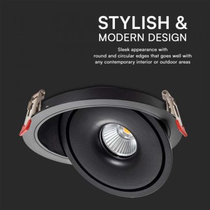 LED Einbaustrahler LED/28W/230V 3000/4000/6400K d 20 cm schwarz