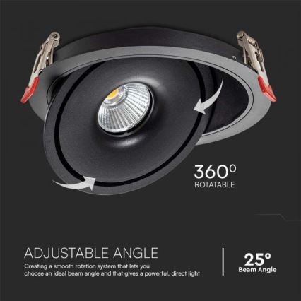 LED Einbaustrahler LED/28W/230V 3000/4000/6400K d 20 cm schwarz