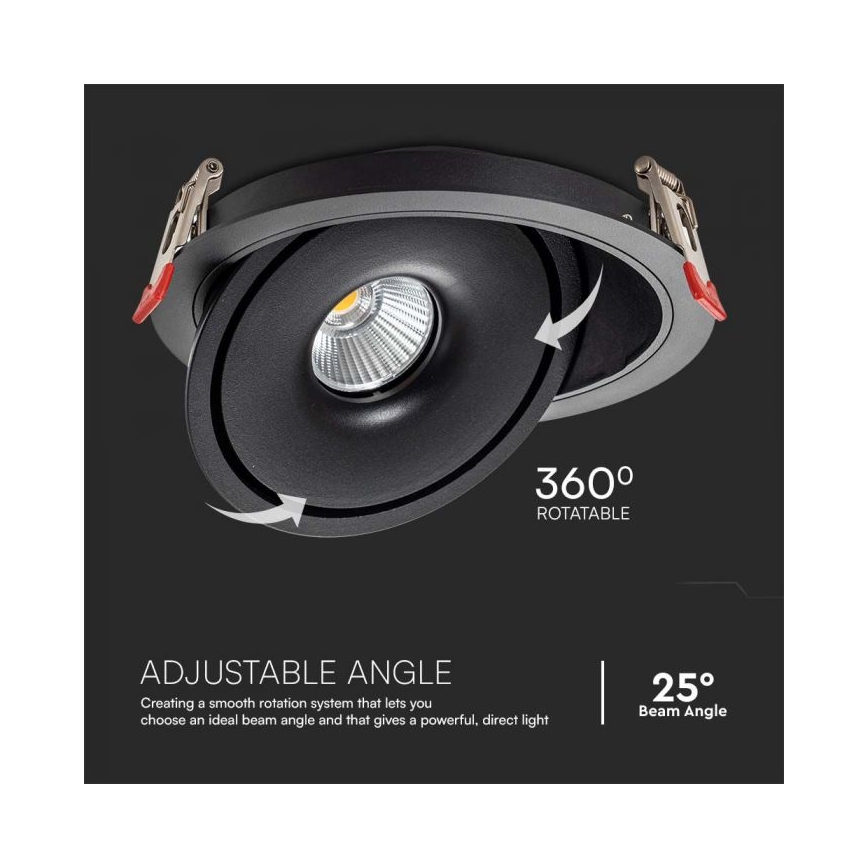 LED Einbaustrahler LED/28W/230V 3000/4000/6400K d 20 cm schwarz