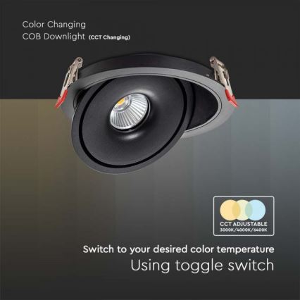 LED Einbaustrahler LED/28W/230V 3000/4000/6400K d 20 cm schwarz