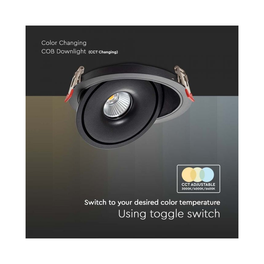 LED Einbaustrahler LED/28W/230V 3000/4000/6400K d 20 cm schwarz