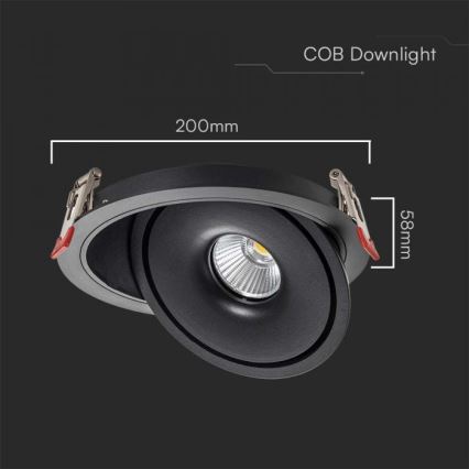 LED Einbaustrahler LED/28W/230V 3000/4000/6400K d 20 cm schwarz