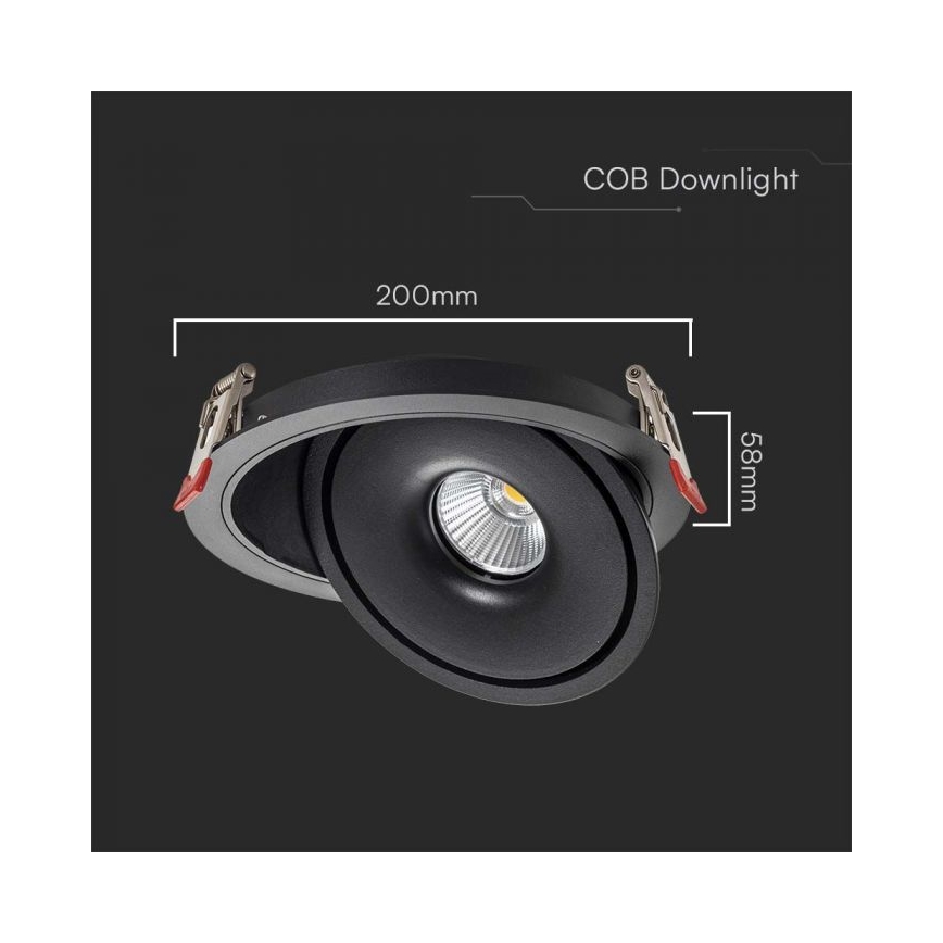 LED Einbaustrahler LED/28W/230V 3000/4000/6400K d 20 cm schwarz