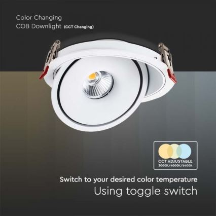 LED Einbaustrahler LED/28W/230V 3000/4000/6400K d 20 cm weiß