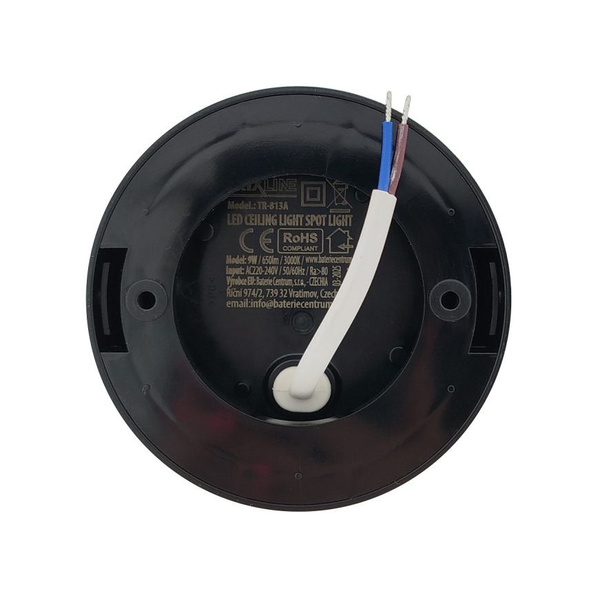 LED-Einbaustrahler LED/9W/230V Ø 9 cm schwarz
