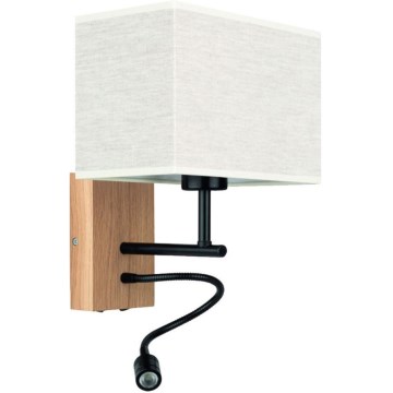 LED flexible Leuchte BOHO 1xE27/25W + LED/1W/230V Eiche