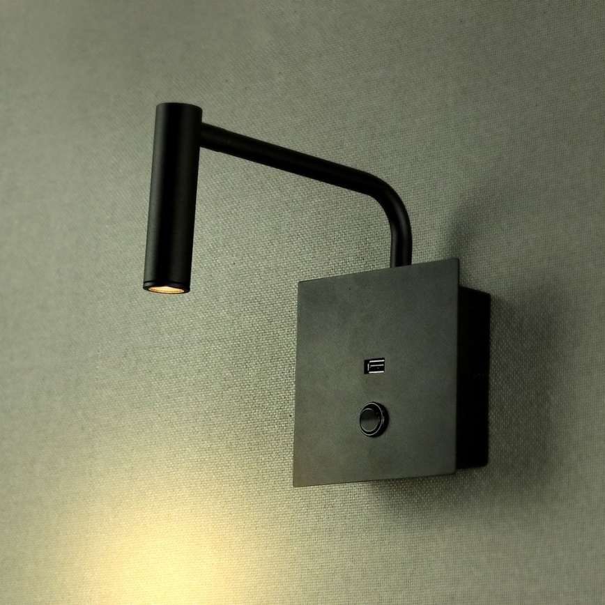 LED Flexibles Wandleuchte mit USB-Anschluss LED/3W/230V