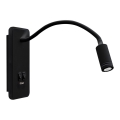 LED Flexibles Wandleuchte mit USB BASE 1xLED/8W+1xLED/2W/230V schwarz