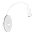 LED Flexibles Wandleuchte mit USB BASE 1xLED/8W+1xLED/2W/230V Weiß/Silber