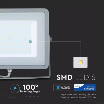 LED-Flutlicht SAMSUNG CHIP LED/100W/230V IP65 3000K grau