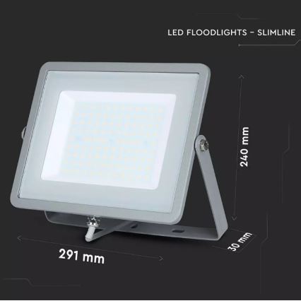 LED-Flutlicht SAMSUNG CHIP LED/100W/230V IP65 3000K grau