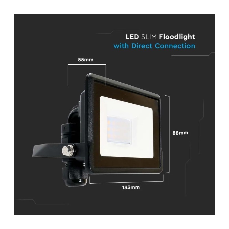 LED-Flutlicht SAMSUNG CHIP LED/10W/230V IP65 6500K schwarz