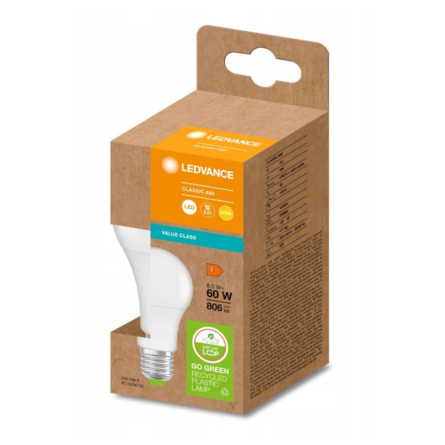 LED-Glühbirne aus recyceltem Kunststoff A60 E27/8,5W/230V 2700K - Ledvance