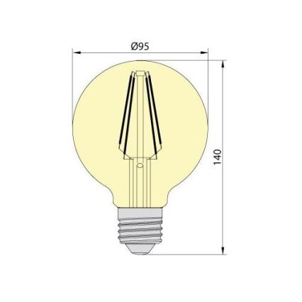 LED Glühbirne CLASIC AMBER G95 E27/8W/230V 2200K – Brilagi