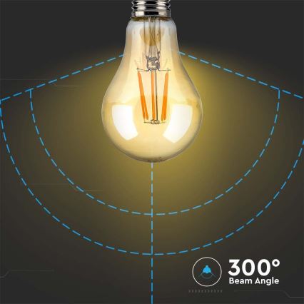 LED Glühbirne FILAMENT AMBER A67 E27/10W/230V 2200K