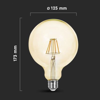 LED Glühbirne FILAMENT G125 E27/12W/230V 2200K