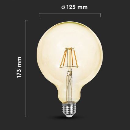 LED-Glühbirne FILAMENT G125 E27/6W/230V 2200K