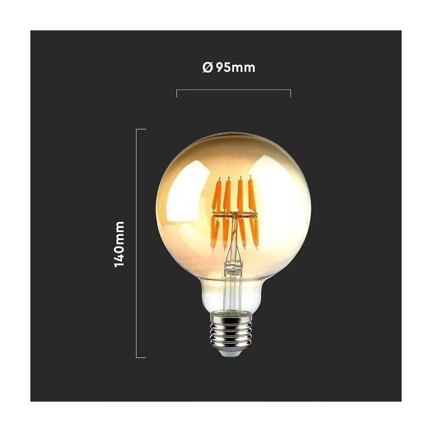LED-Glühbirne FILAMENT G95 E27/8W/230V 2200K