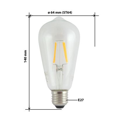 LED-Glühbirne FILAMENT VINTAGE ST64 E27/4W/230V 2700K