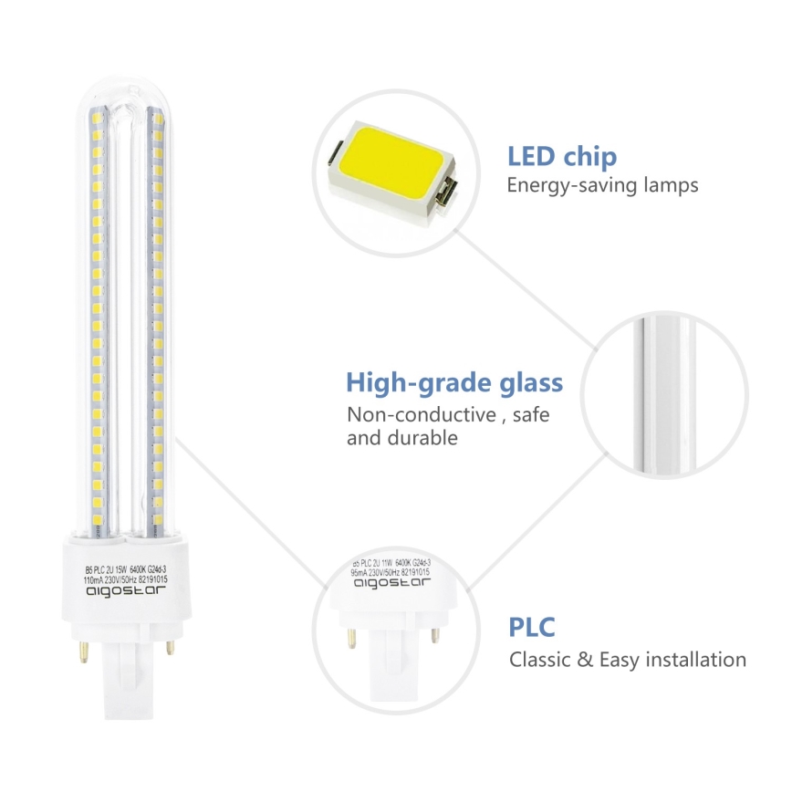 LED-Glühbirne G24D-3/15W/230V 6500K - Aigostar