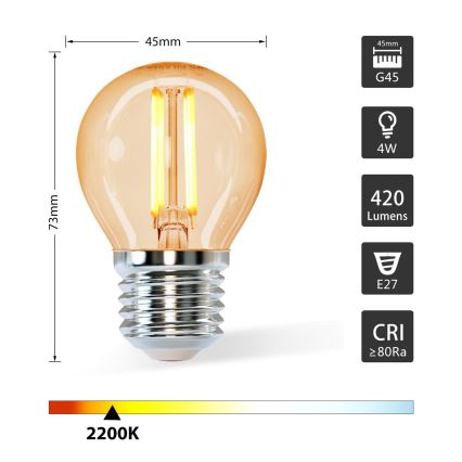 LED Glühbirne G45 E27/4W/230V 2200K - Aigostar